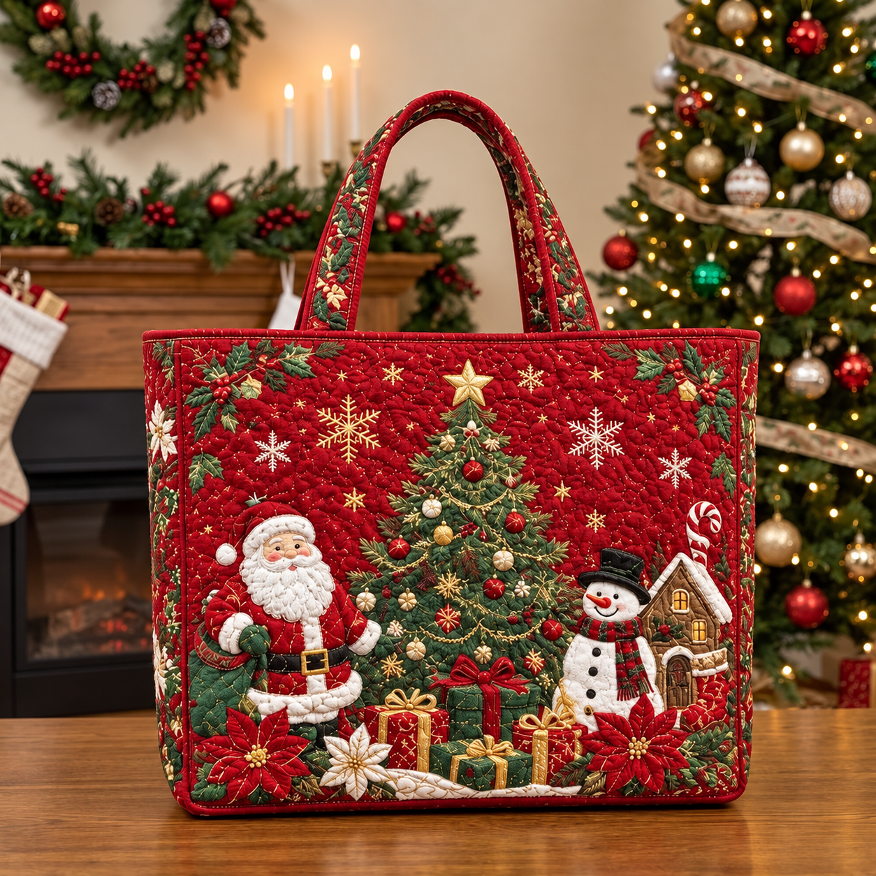 🎄 Early Bird 50% OFF – Embroidered Christmas Tote Bag 🎁