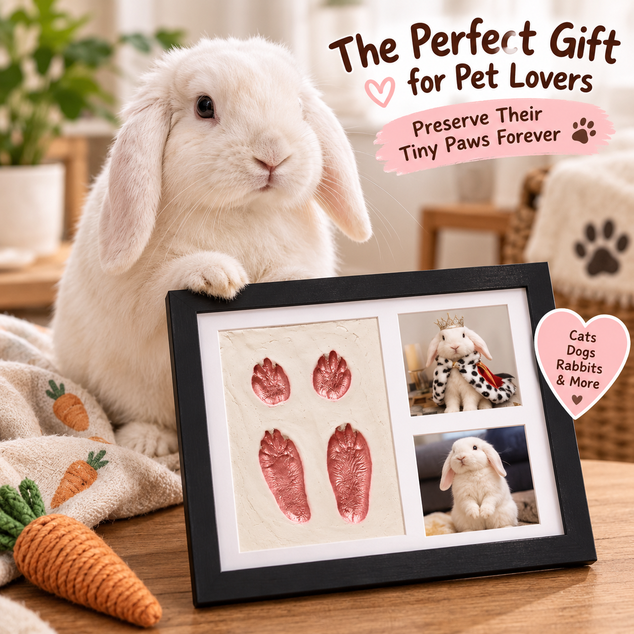 🐾 65% OFF – Pet Paw Print Keepsake Frame – DIY Memory Kit for Cats, Dogs & More ❤️