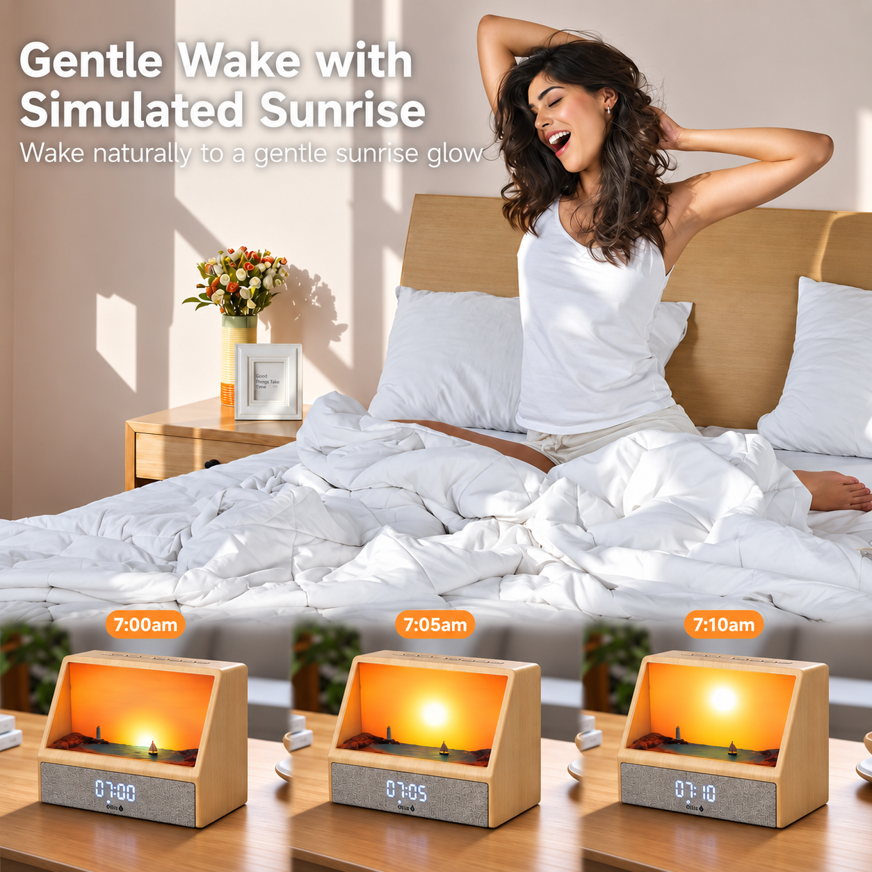 Simulated sunrise wake-up sequence