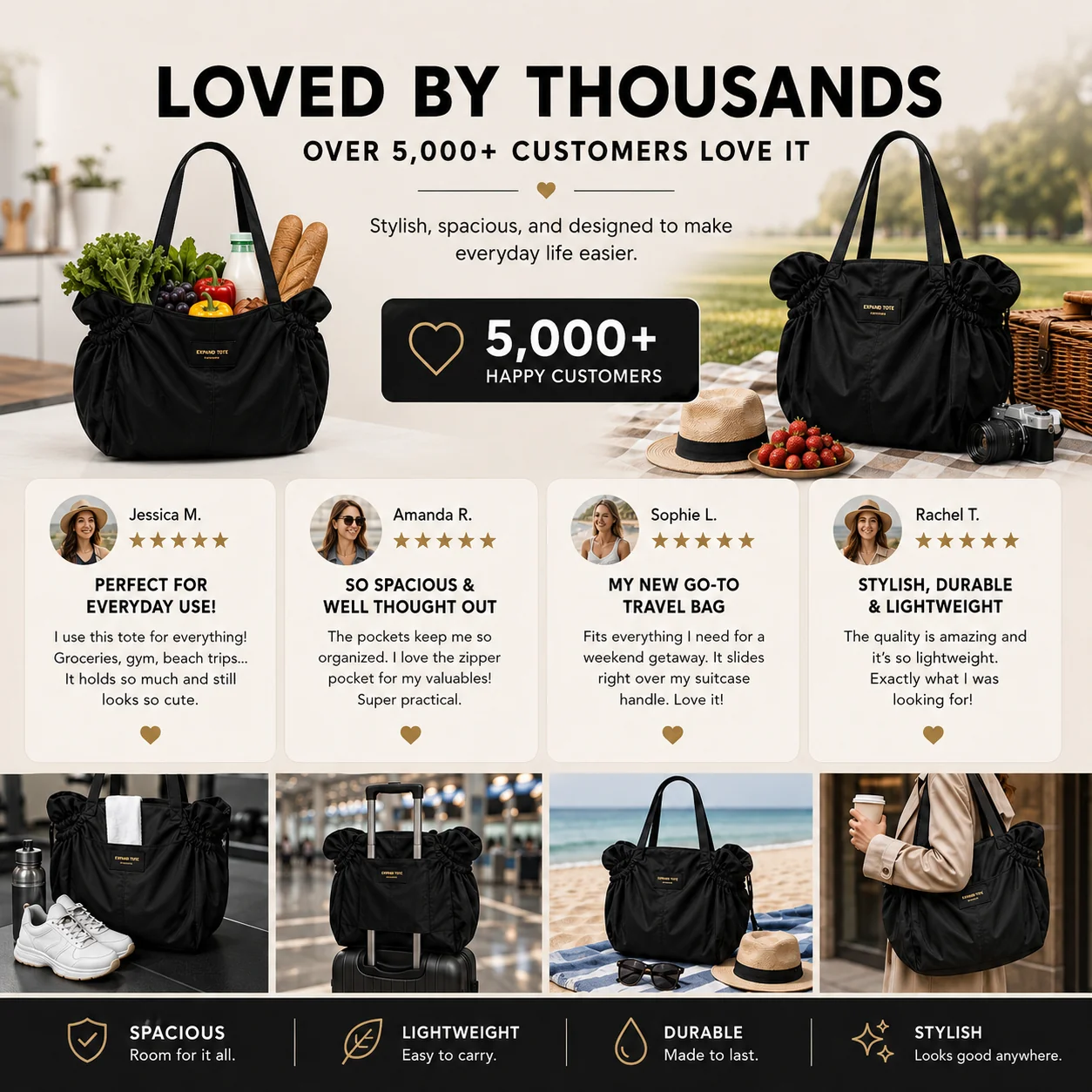 🔥 60% OFF – 2-in-1 Lay-Flat Large Capacity Tote Bag – Pack Everything in Seconds 👜
