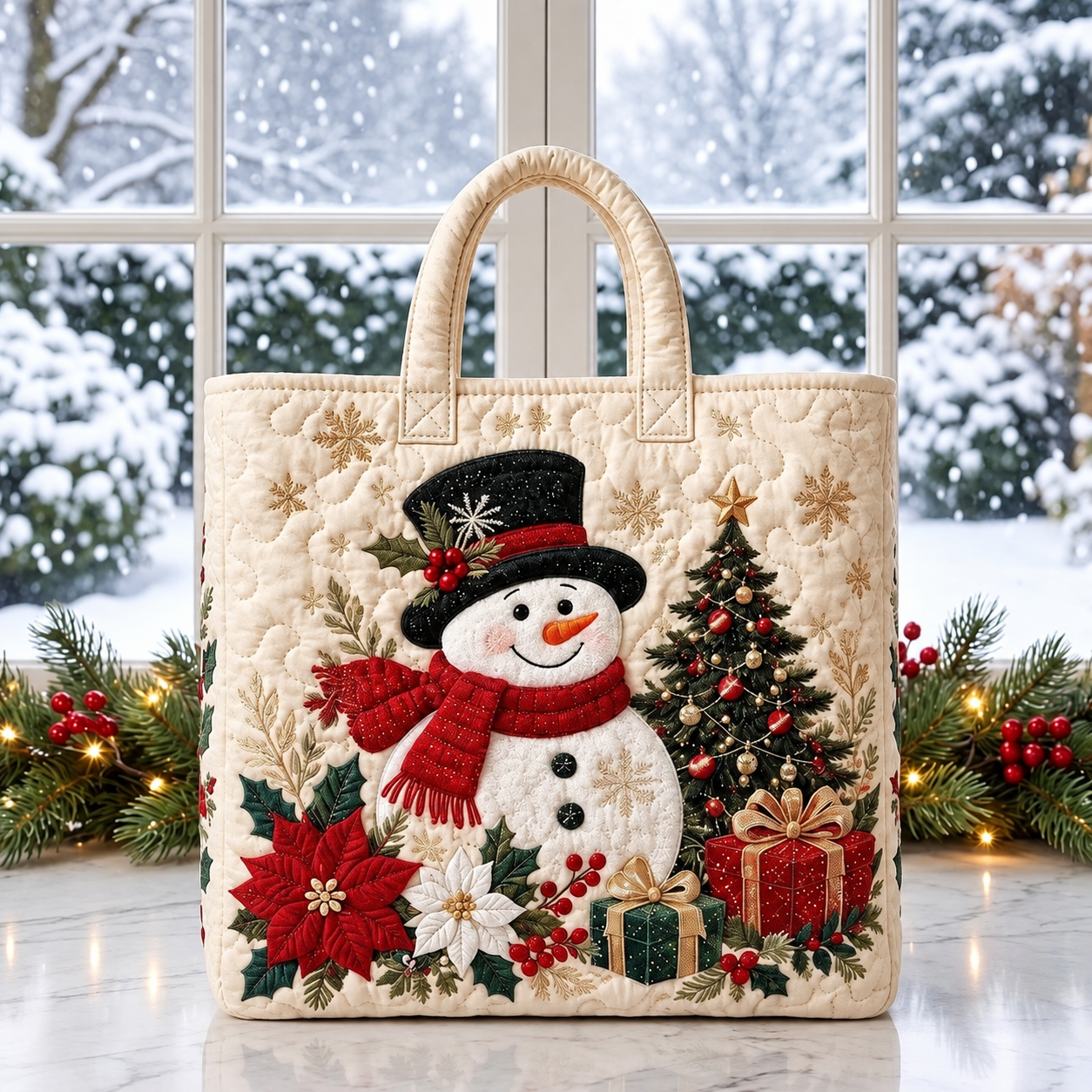 🎄 Early Bird 50% OFF – Embroidered Christmas Tote Bag 🎁