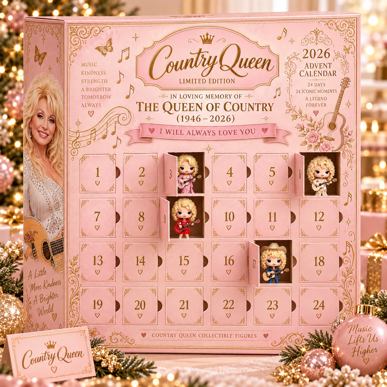 Advent calendar with 24 numbered doors and collectible figures inside