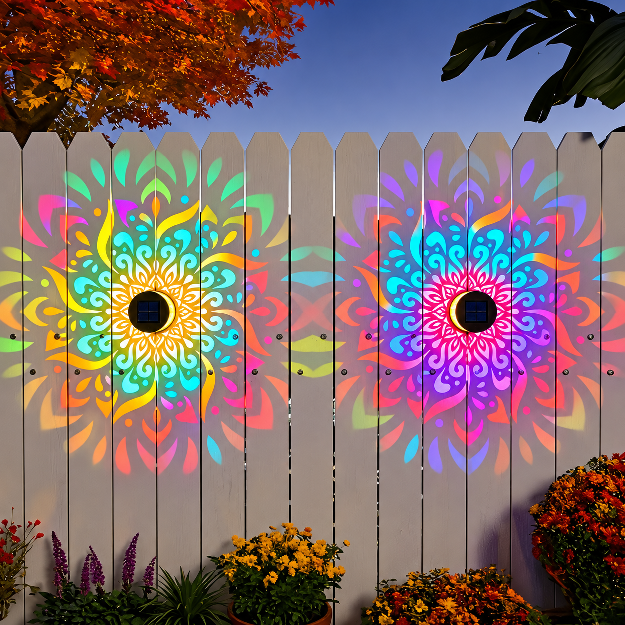 ✨ 50% OFF – Solar Mandala Garden Wall Light – Color-Changing Outdoor Glow
