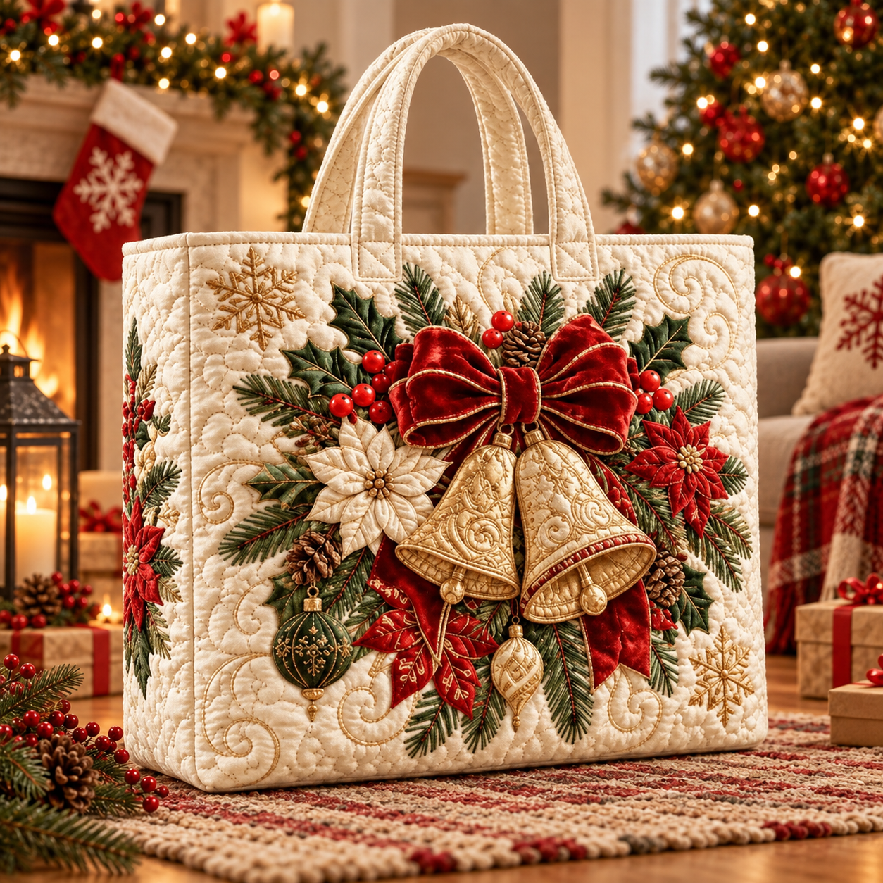 🎄 Early Bird 50% OFF – Embroidered Christmas Tote Bag 🎁