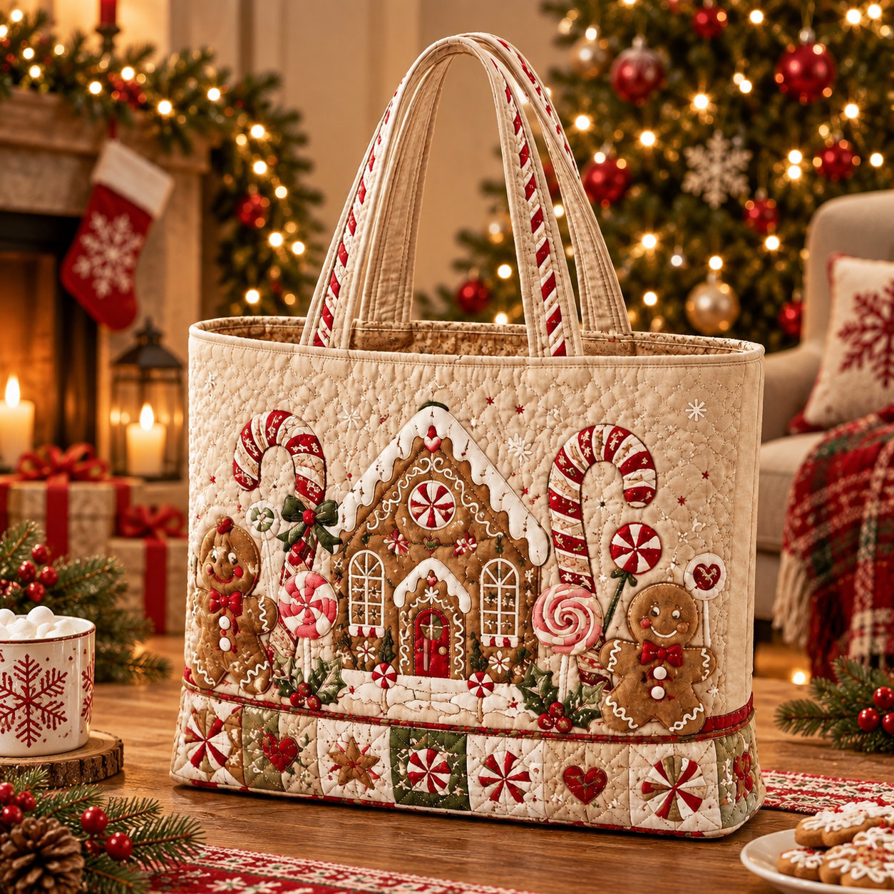 🎄 Early Bird 50% OFF – Embroidered Christmas Tote Bag 🎁