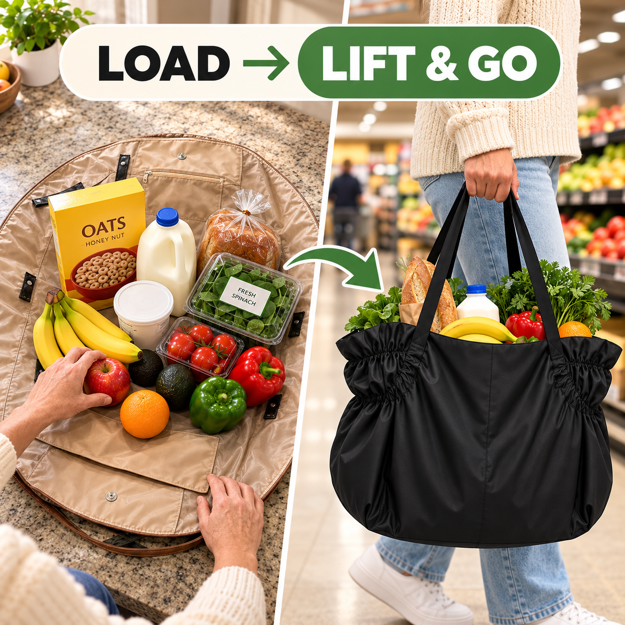 🔥 60% OFF – 2-in-1 Lay-Flat Large Capacity Tote Bag – Pack Everything in Seconds 👜
