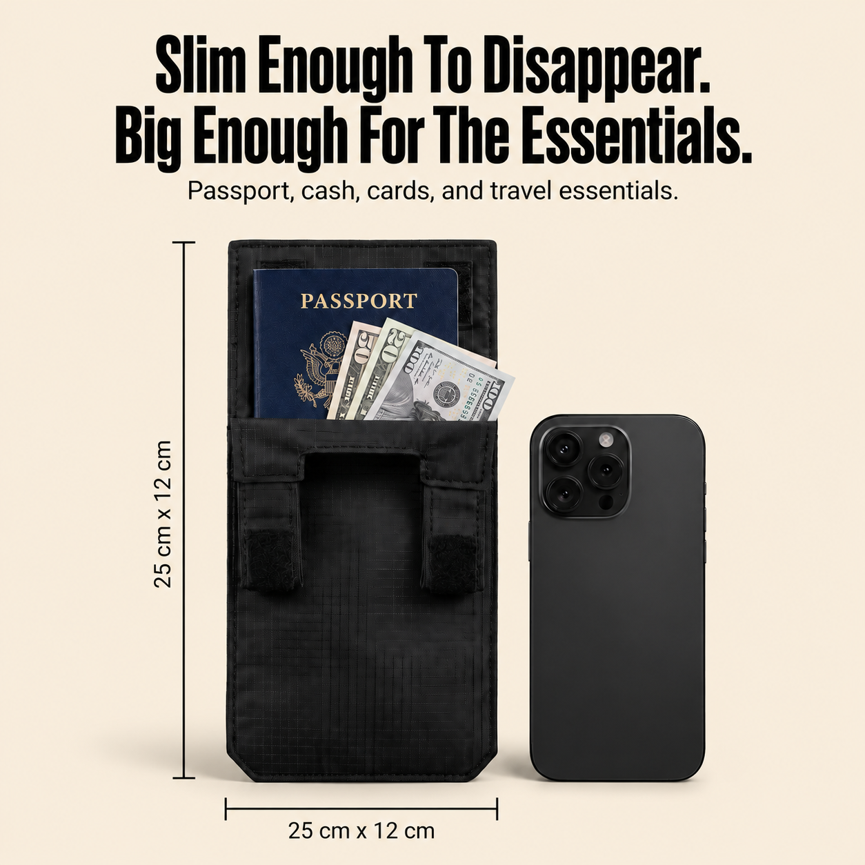 🛡️ 50% OFF – Hidden Travel Wallet with RFID Blocking | Slim & Discreet Security Pouch