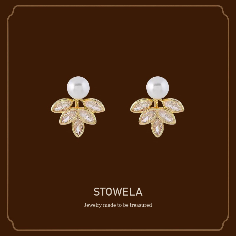 Celeste Leaf Crystal Clip-On Earrings product image 1