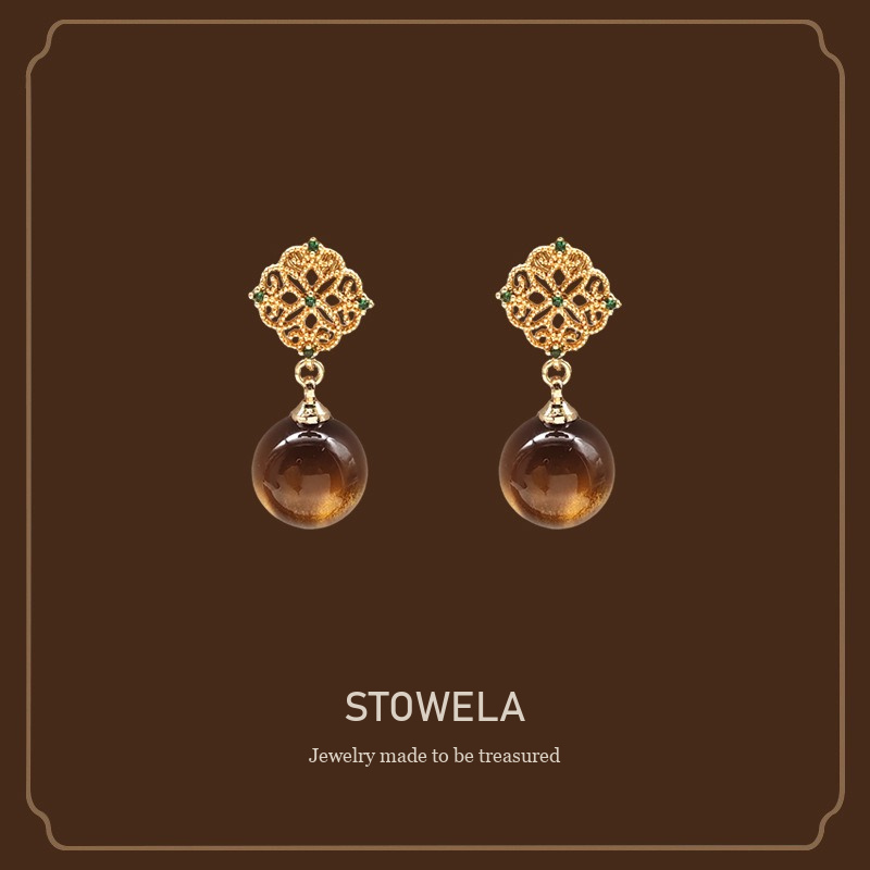 Noelle Tiger-Eye Inspired Clip-On Drop Earrings product image 1