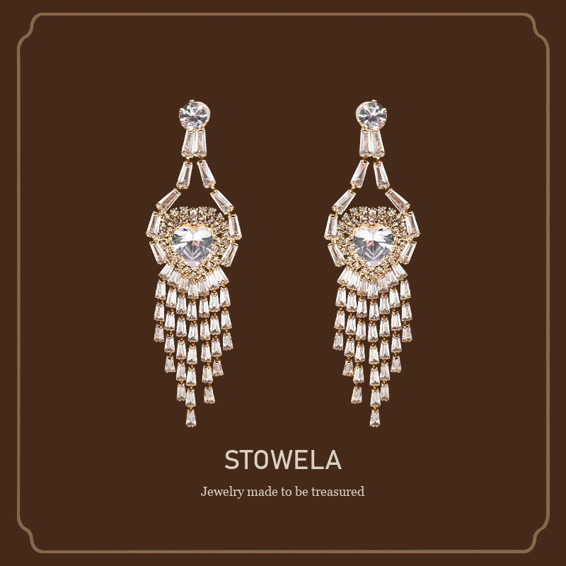 Élan Tassel Crystal Clip-On Drop Earrings product image 1