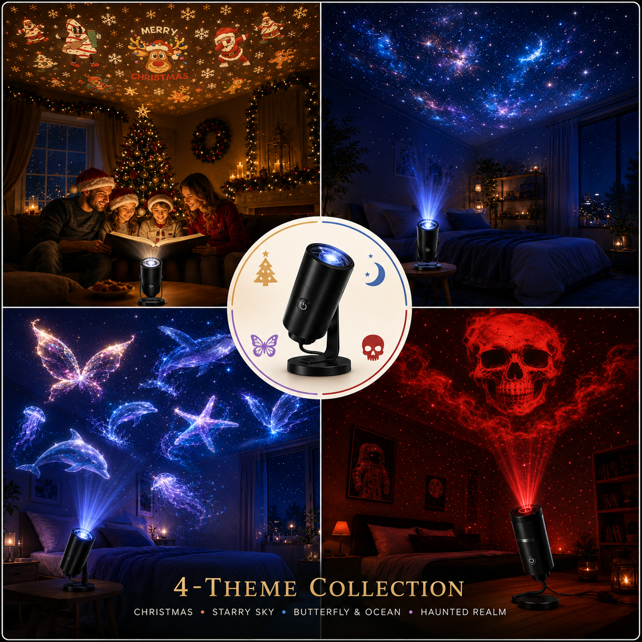 🎄 Christmas Early Bird Sale 65% OFF – HD Christmas Projector | 6/10 Festive Scenes, USB Plug & Play ✨