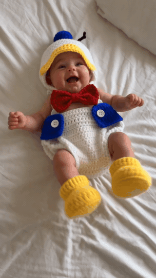 Duck baby photo outfit in motion