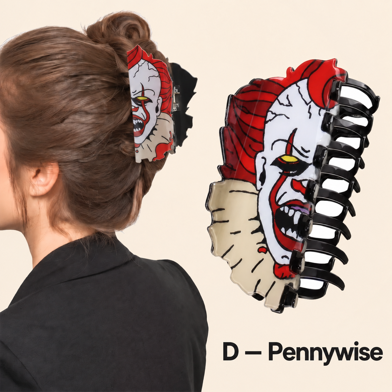 D Pennywise horror claw clip
