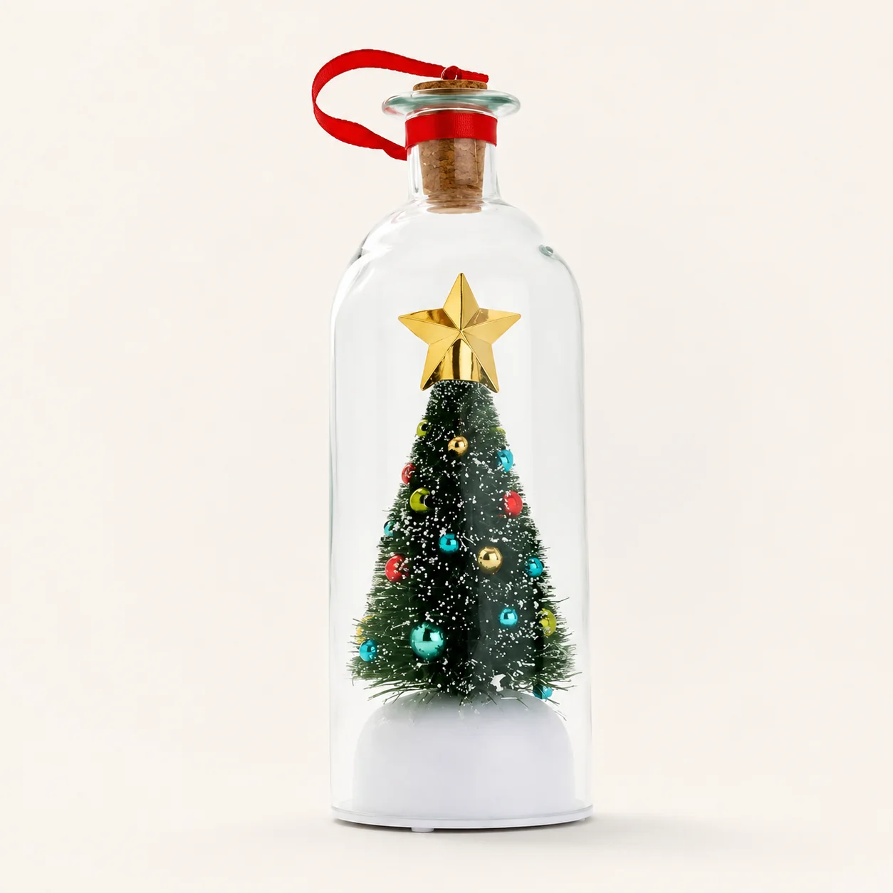 Green Christmas tree recordable message bottle