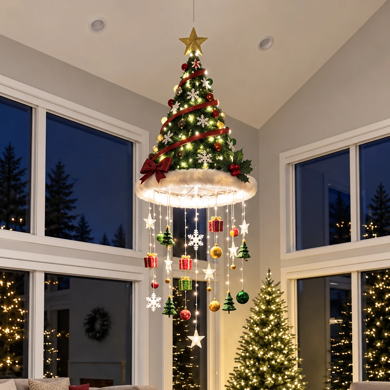 Customer photo showing warm festive Christmas hanging lights
