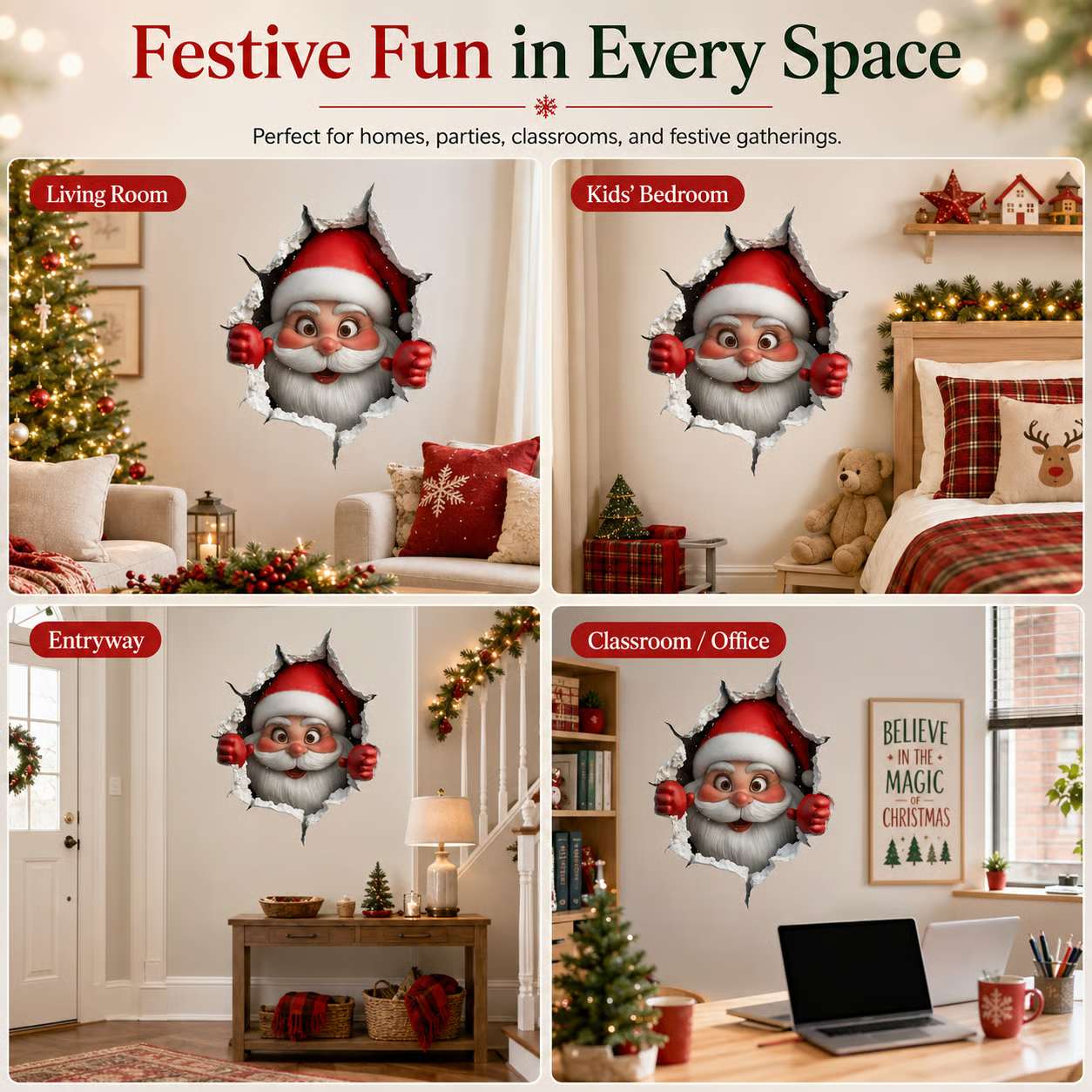 🎅 Christmas Early Bird Sale 50% OFF – 3D Santa Breakthrough Wall Decal 🎄 – product image 8