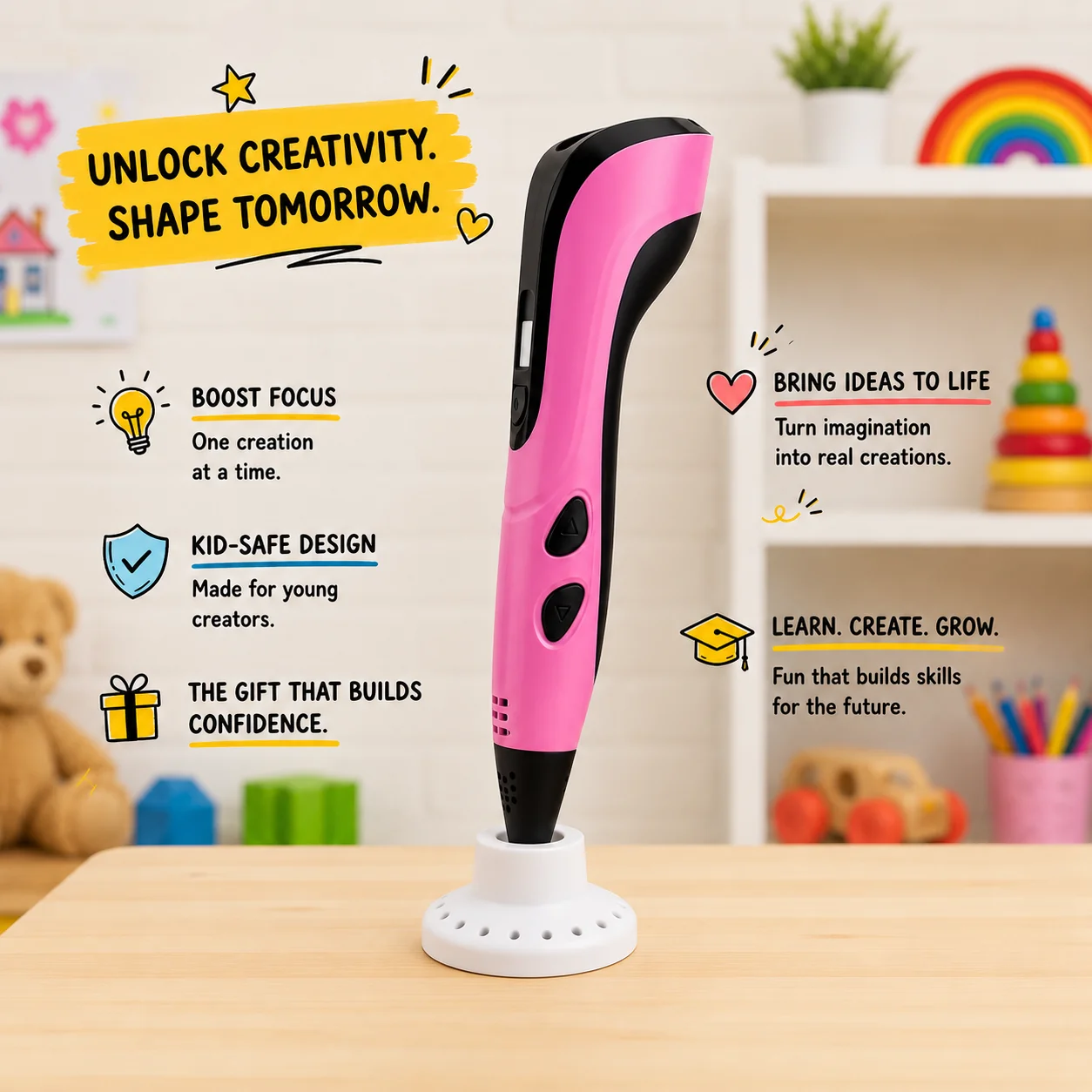 🔥 65% OFF – Kids 3D Printing Pen | Creative DIY Drawing & STEM Craft Toy 🎨✨