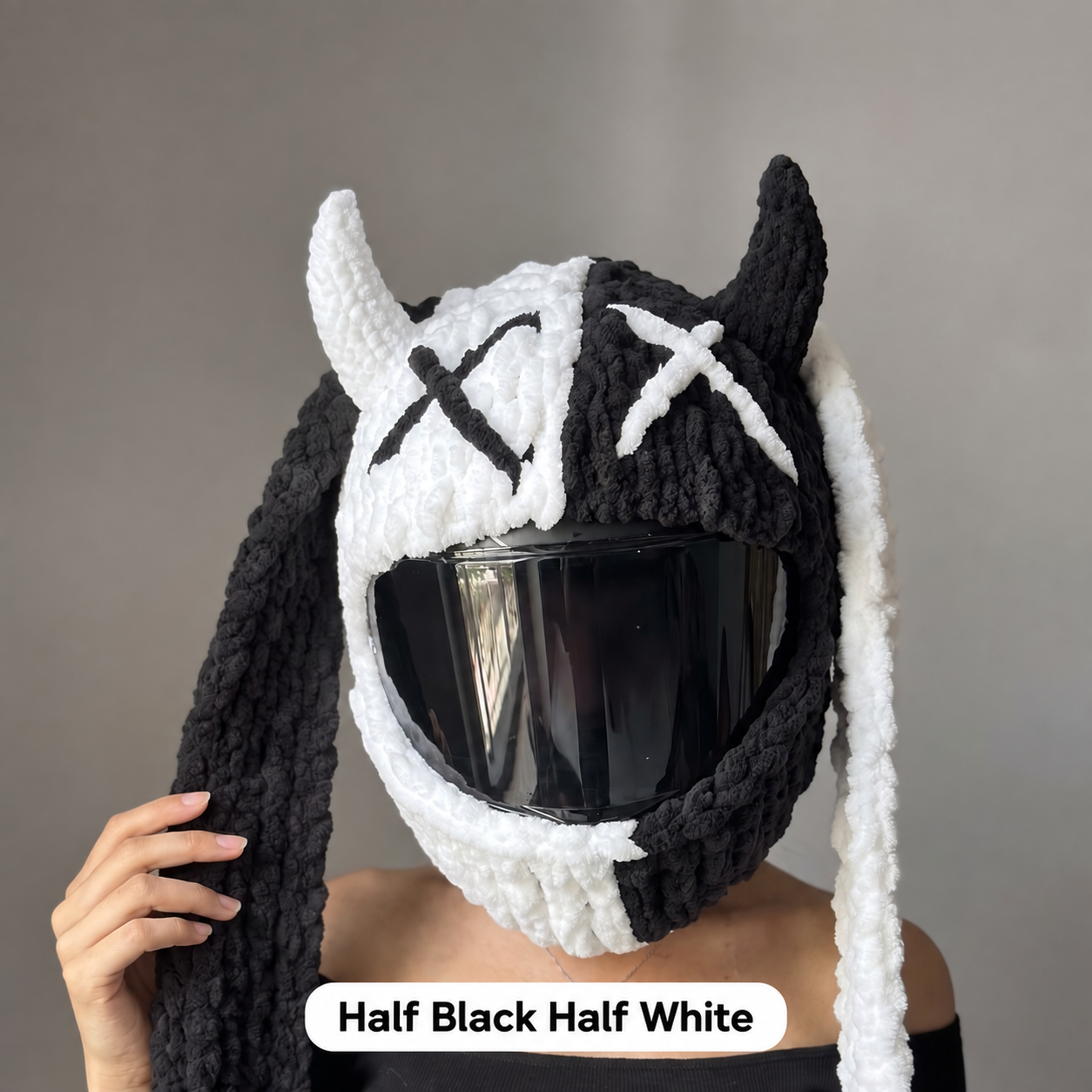 Half Black Half White helmet cover