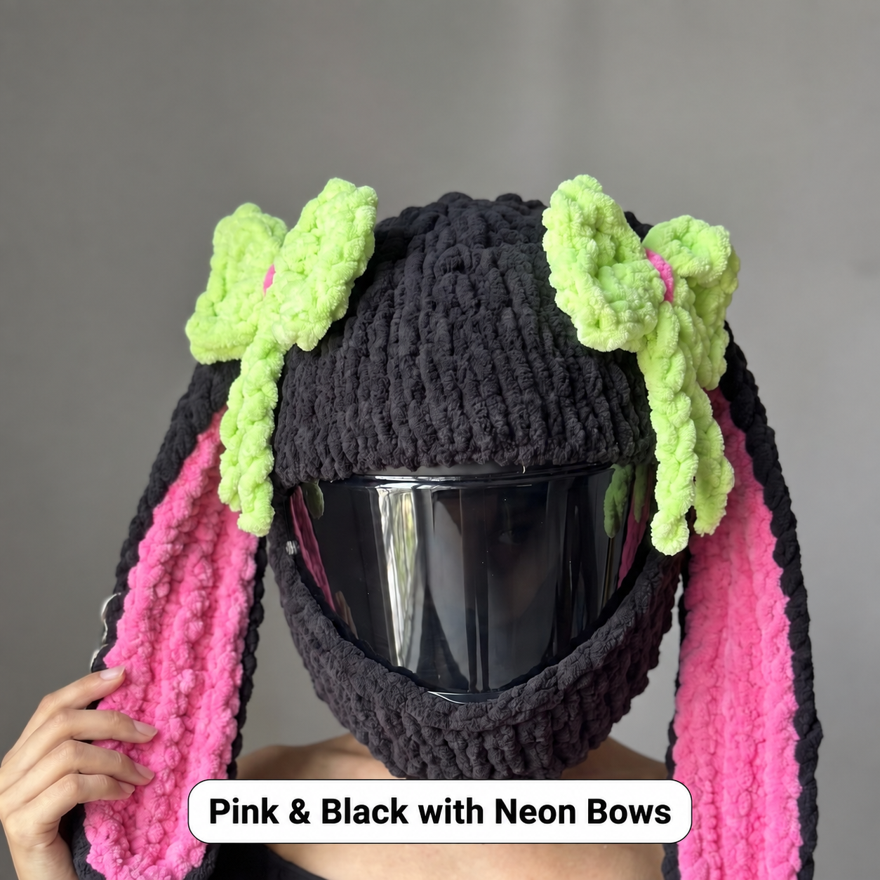 Pink and Black with Neon Bows helmet cover