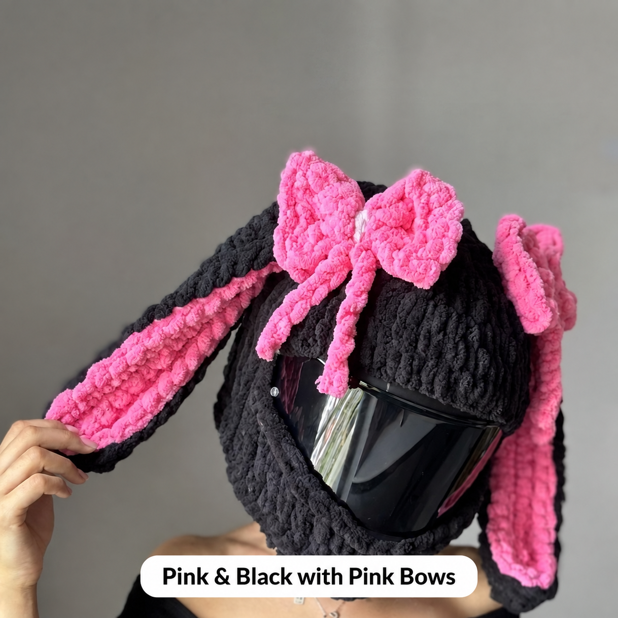 Pink and Black with Pink Bows helmet cover