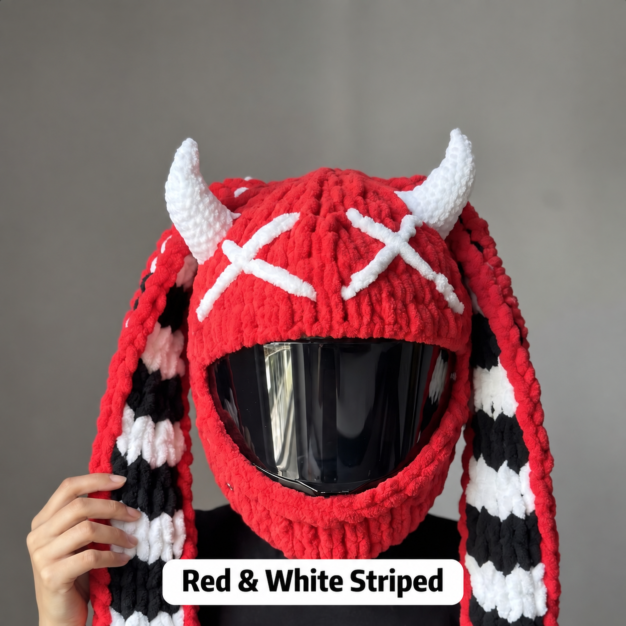 Red and White Striped helmet cover