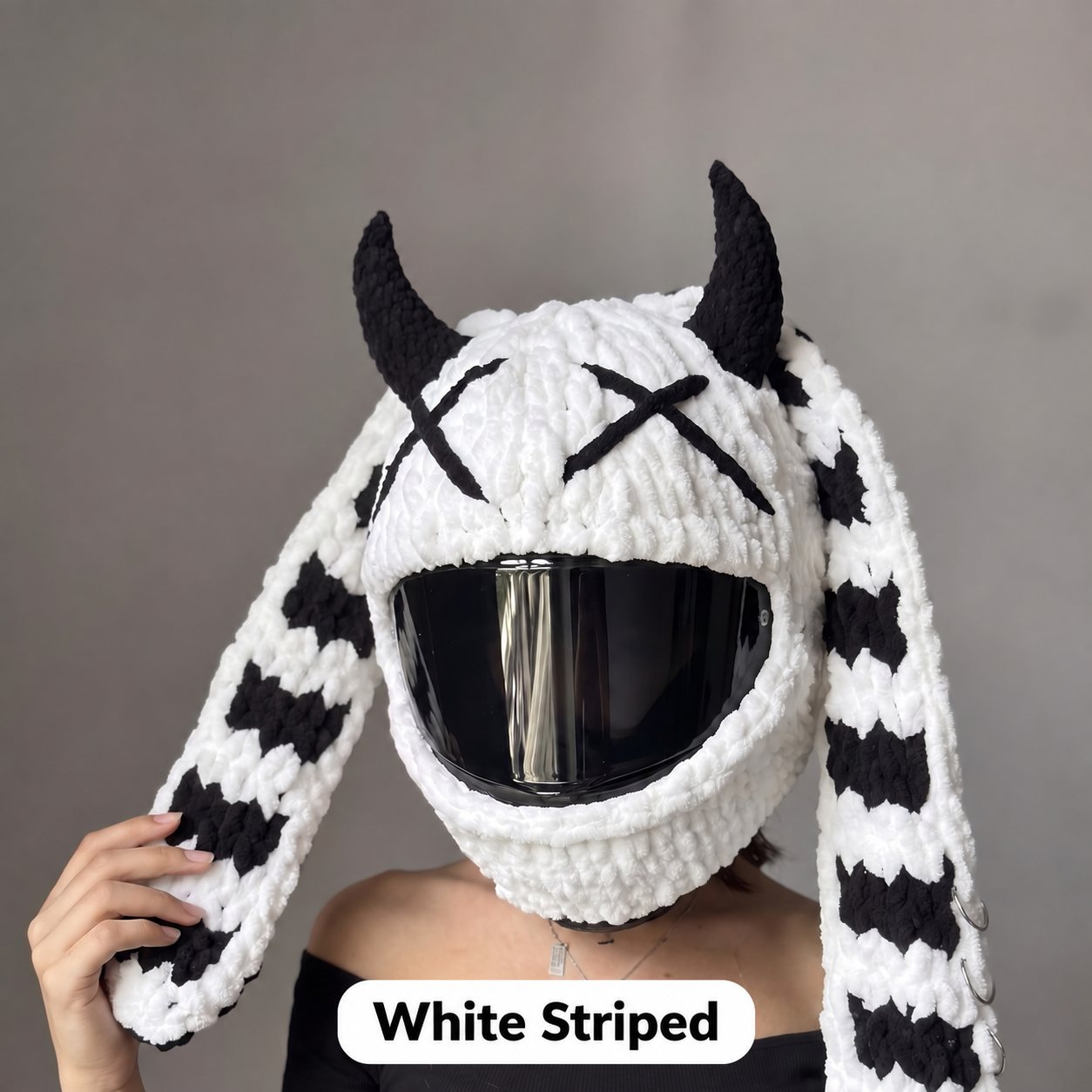 White Striped helmet cover
