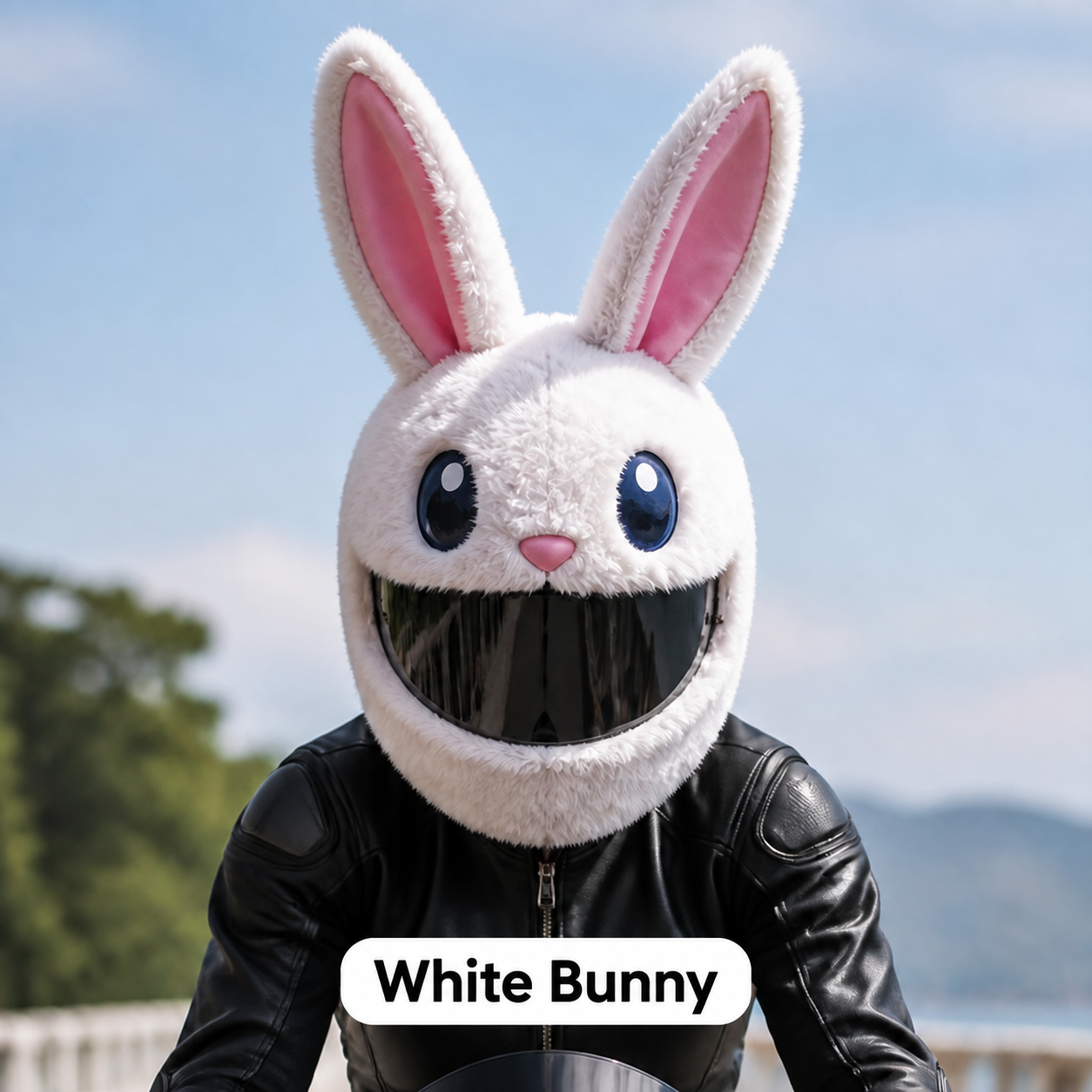 White Bunny helmet cover