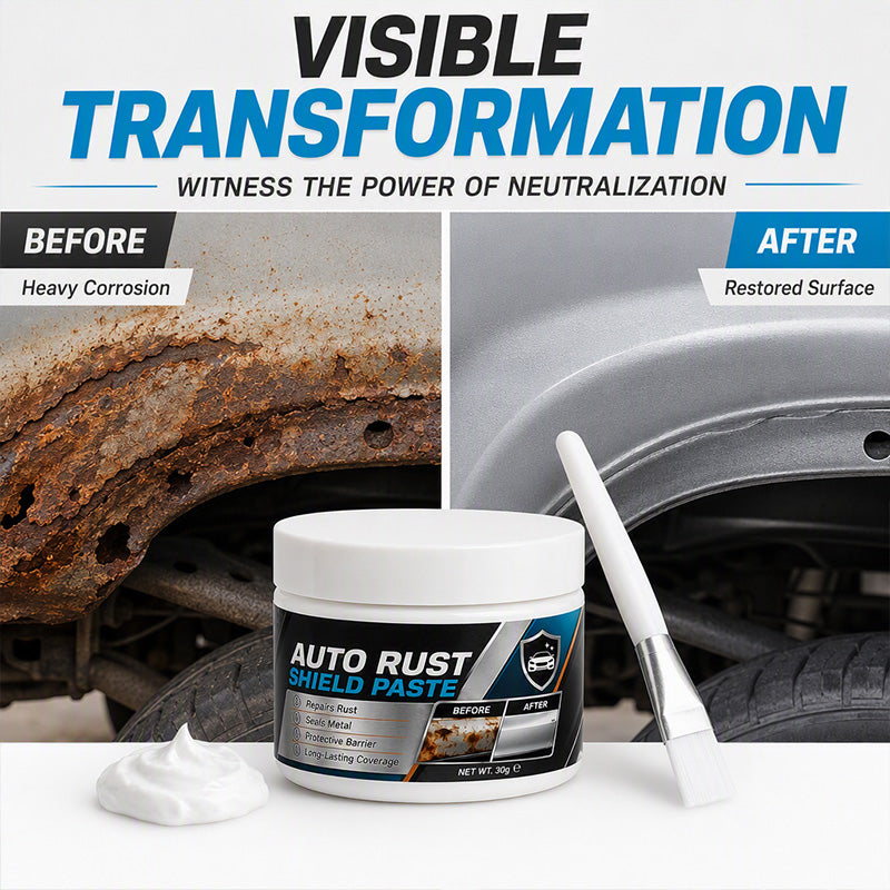 Before and after illustration of a coated surface-rust area