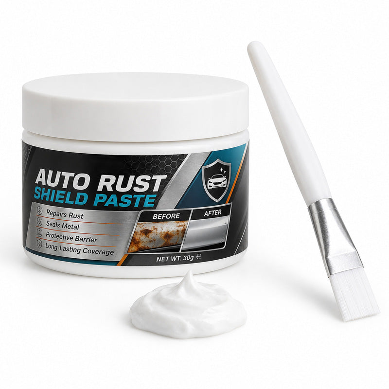Auto rust shield paste jar with applicator brush