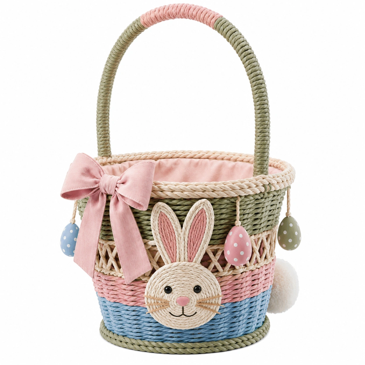 Cesta de Pascua con Diseño de Conejo 25x20cm-furnilumea