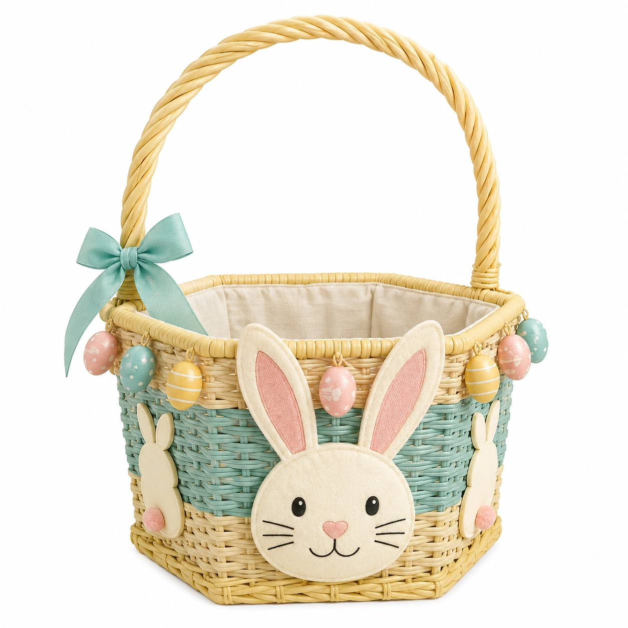 Cesta de Pascua Conejo Decorativa Multicolor-furnilumea