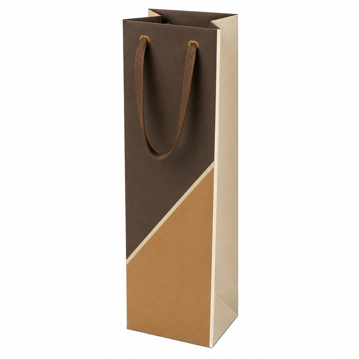 Bolsa para Botellas de Papel Geométrico Marrón y Beige-furnilumea