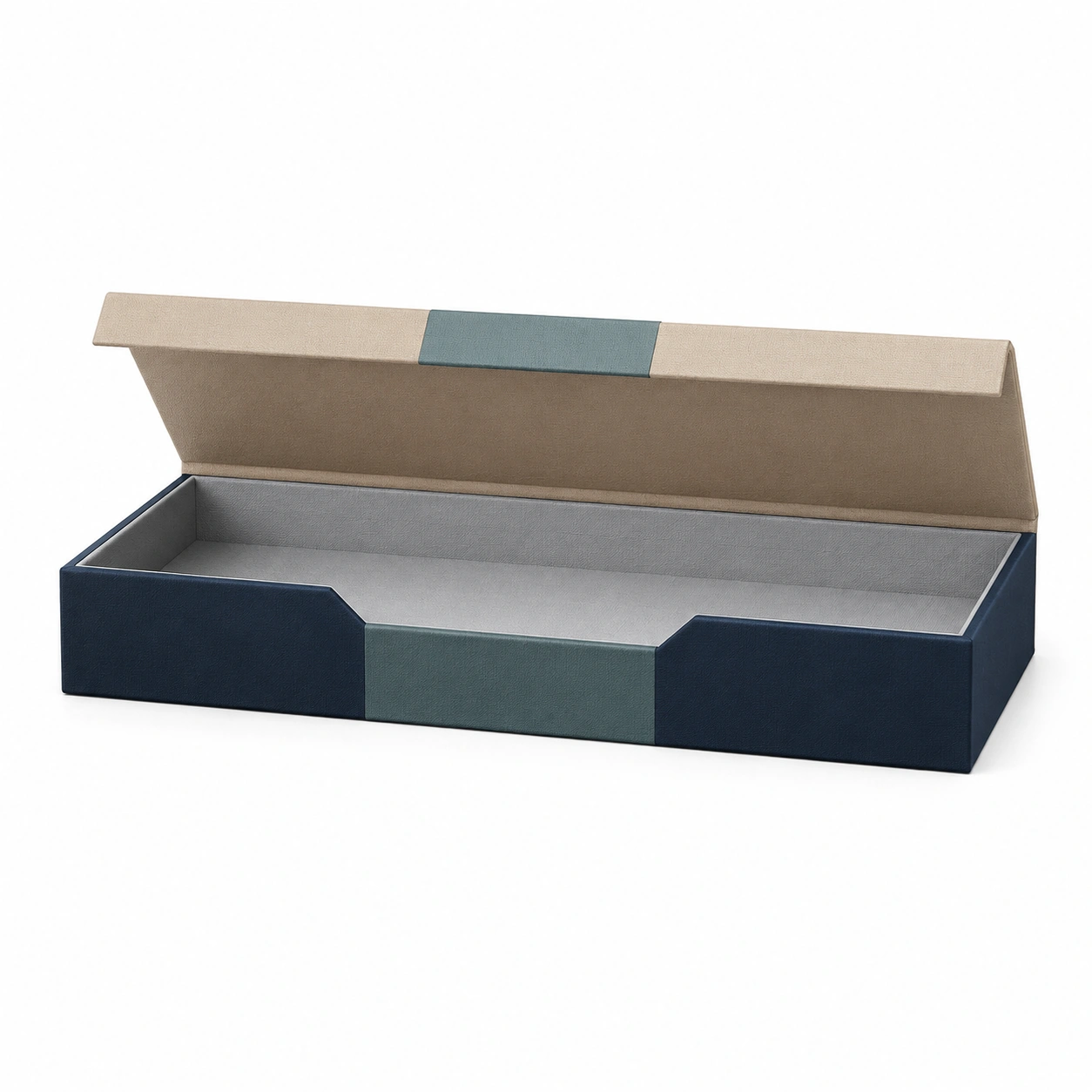 Caja de Almacenamiento Decorativa Azul y Beige con Tapa-furnilumea