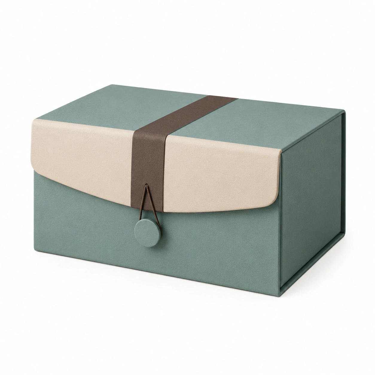 Caja de Almacenamiento con Cierre Seguro Verde y Beige 30x20 cm-furnilumea