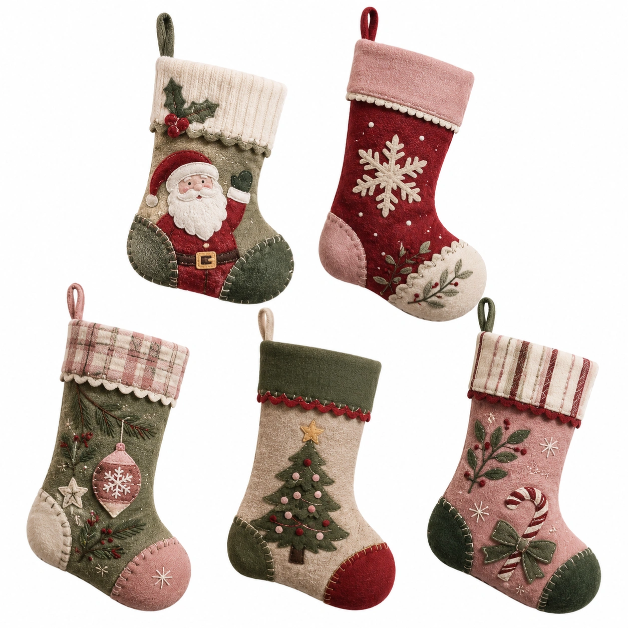 Calcetines de Navidad de Fieltro con Diseños Festivos-furnilumea