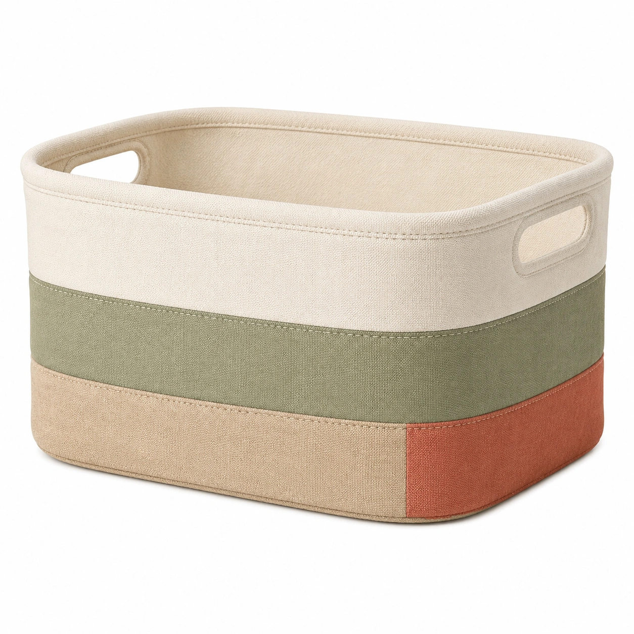 Cesta de Almacenamiento Beige, Verde, Marrón y Rojo con Asas-furnilumea