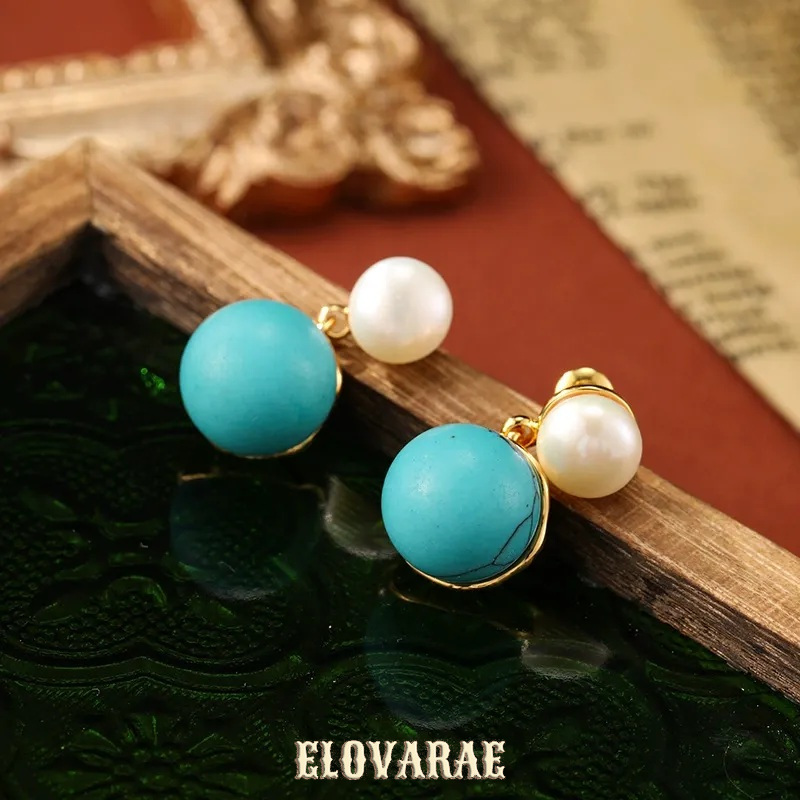 Isolde Bloom Pearl Turquoise-Tone Drop Earrings product image 1