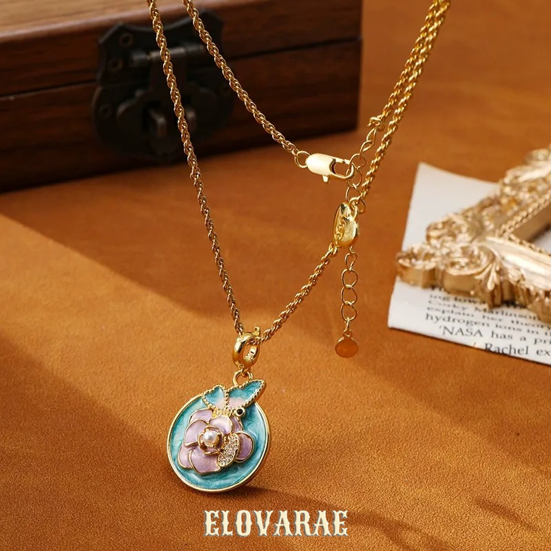 Valentina Halo Butterfly Floral Pendant Necklace product image 1
