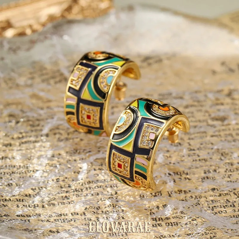 Sabine Halo Enamel Multicolor Stud Earrings product image 1