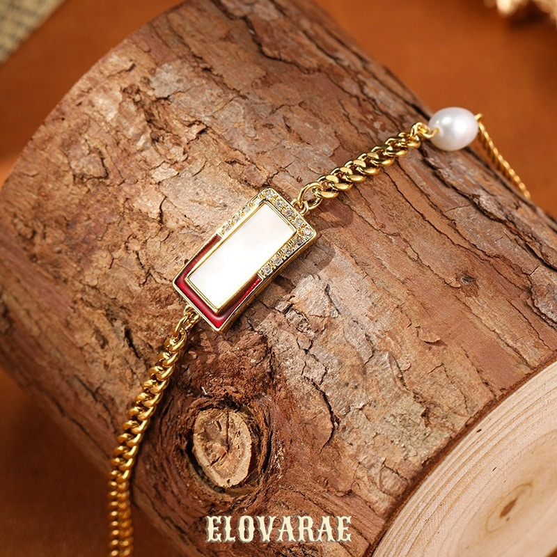 Amara Reverie Pearl Geometric Chain Bracelet product image 1