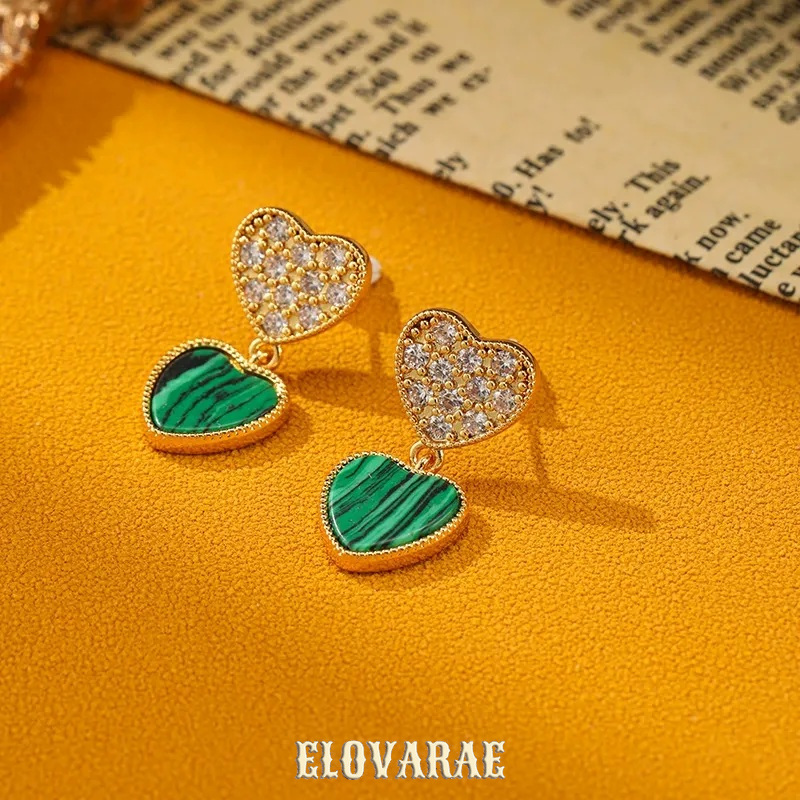 Ophelia Reverie Heart Malachite-Tone Drop Earrings product image 1