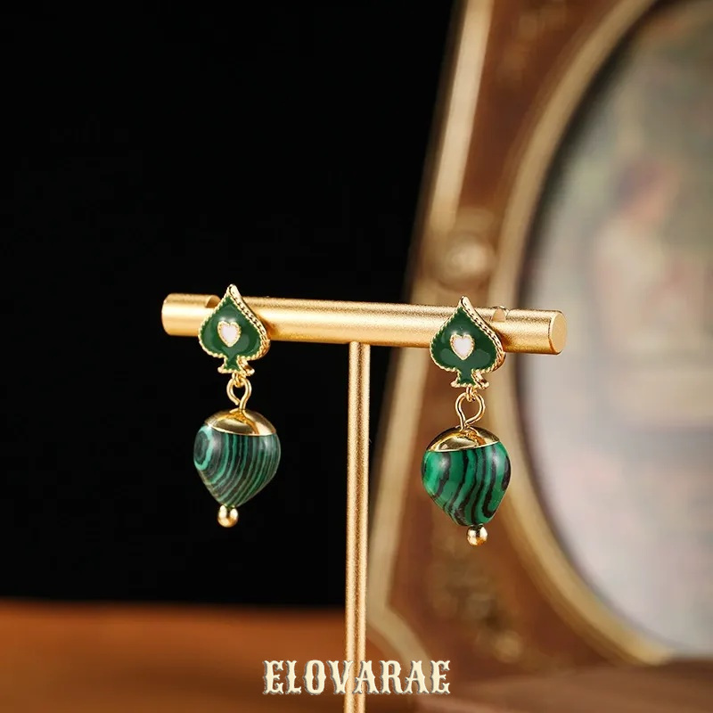 Isolde Petal Heart Malachite-Tone Drop Earrings product image 1
