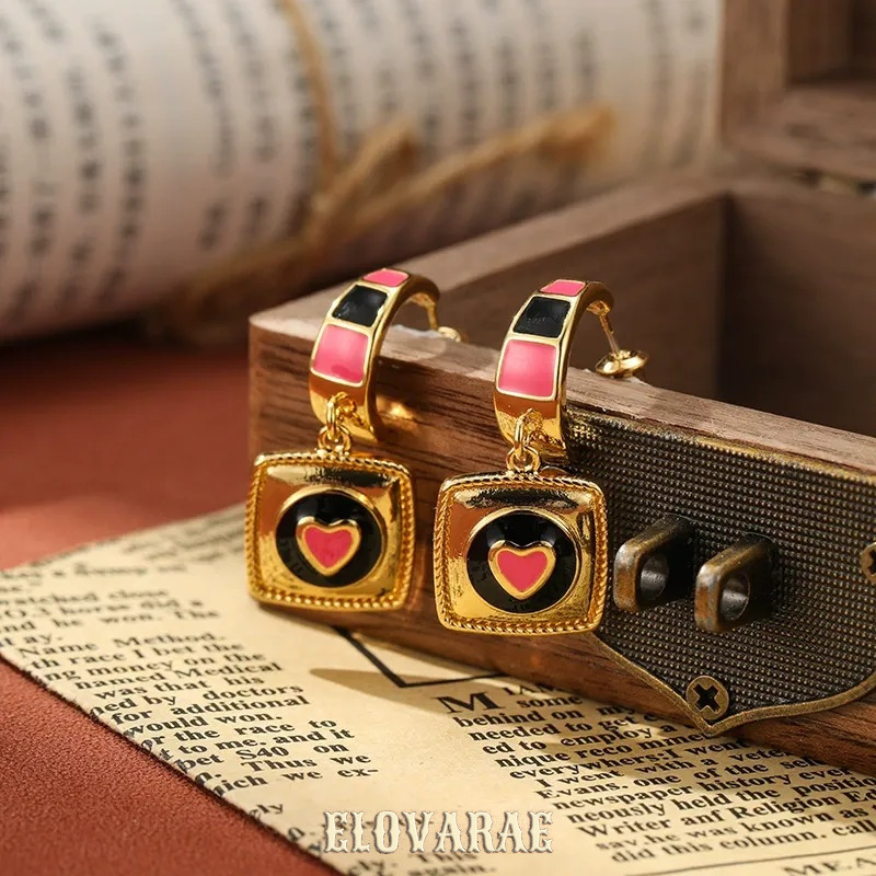 Solene Petal Heart Enamel Drop Earrings product image 1