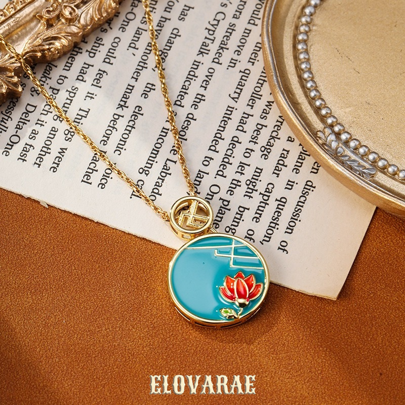 Celeste Bloom Lotus Enamel Pendant Necklace product image 2