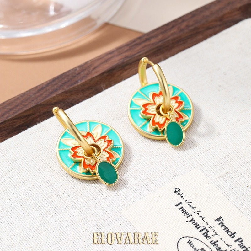 Solene Halo Floral Multicolor Drop Earrings product image 2