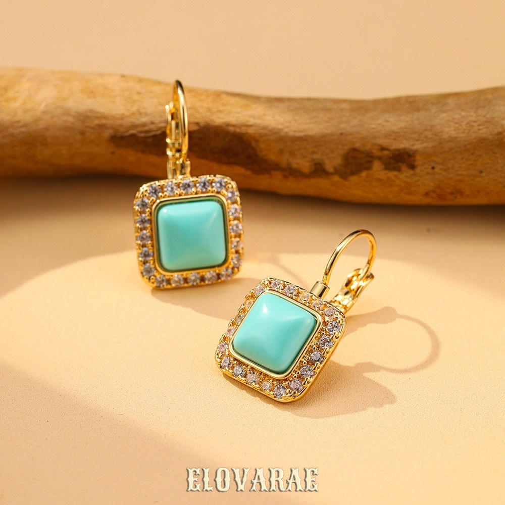 Noelle Halo Geometric Turquoise-Tone Drop Earrings product image 2