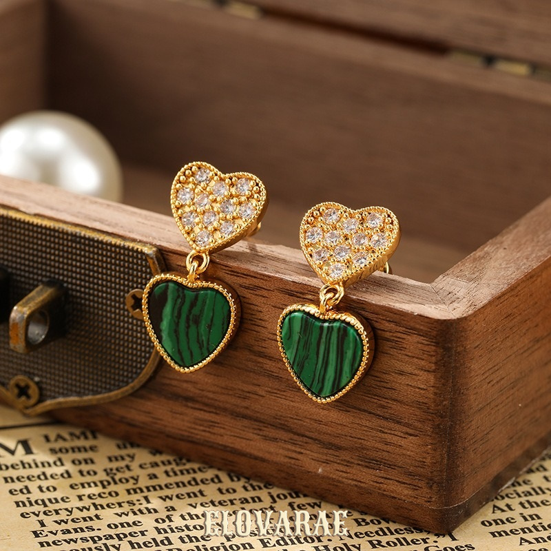Ophelia Reverie Heart Malachite-Tone Drop Earrings product image 2