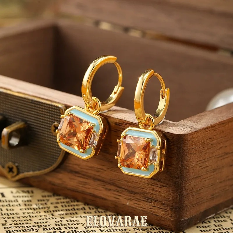 Isolde Nocturne Geometric Enamel Drop Earrings product image 2