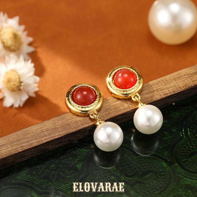 Marielle Nocturne Pearl Garnet-Tone Stud Earrings product image 2