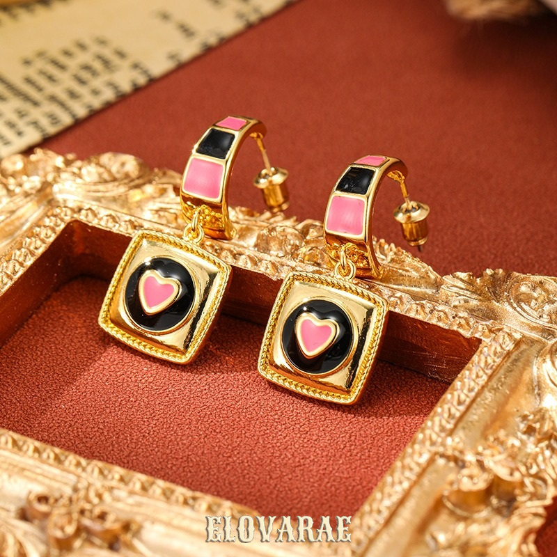 Solene Petal Heart Enamel Drop Earrings product image 2